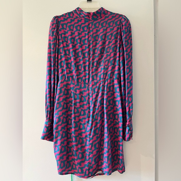 OLIVIA RUBIN Nicole Mini Pink and Blue Long Sleeve Dress Size 4 - Picture 5 of 16